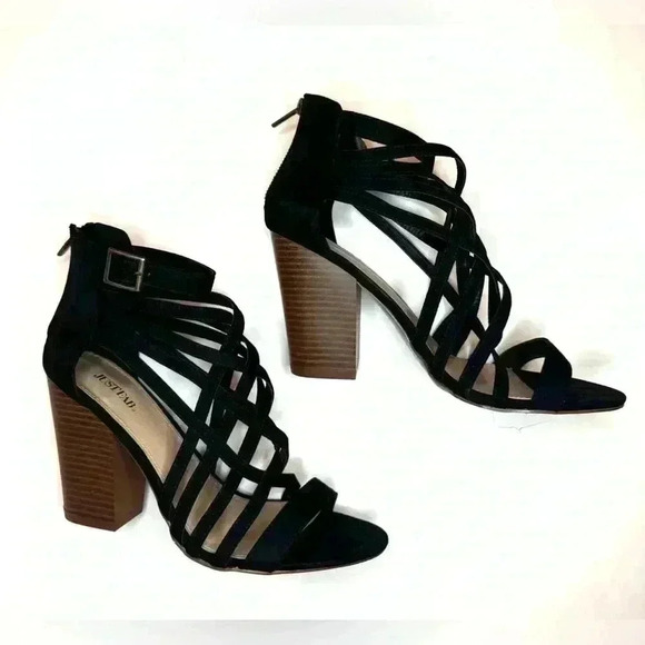 JustFab Womens Nashia Heeled Sandal in black Size 11 - Picture 4 of 8